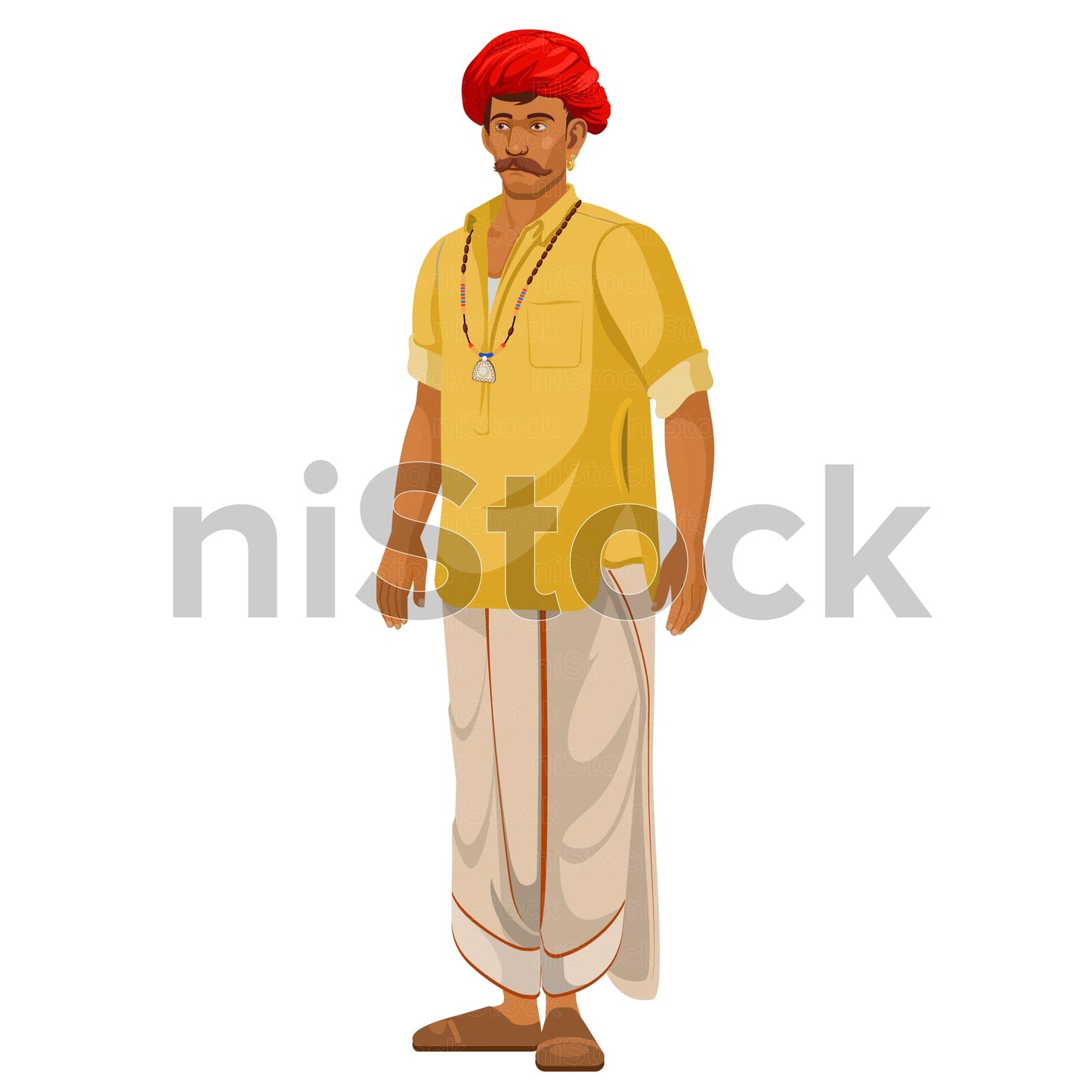 Indian Village Man Character Turnaround Digital Vector Illustration