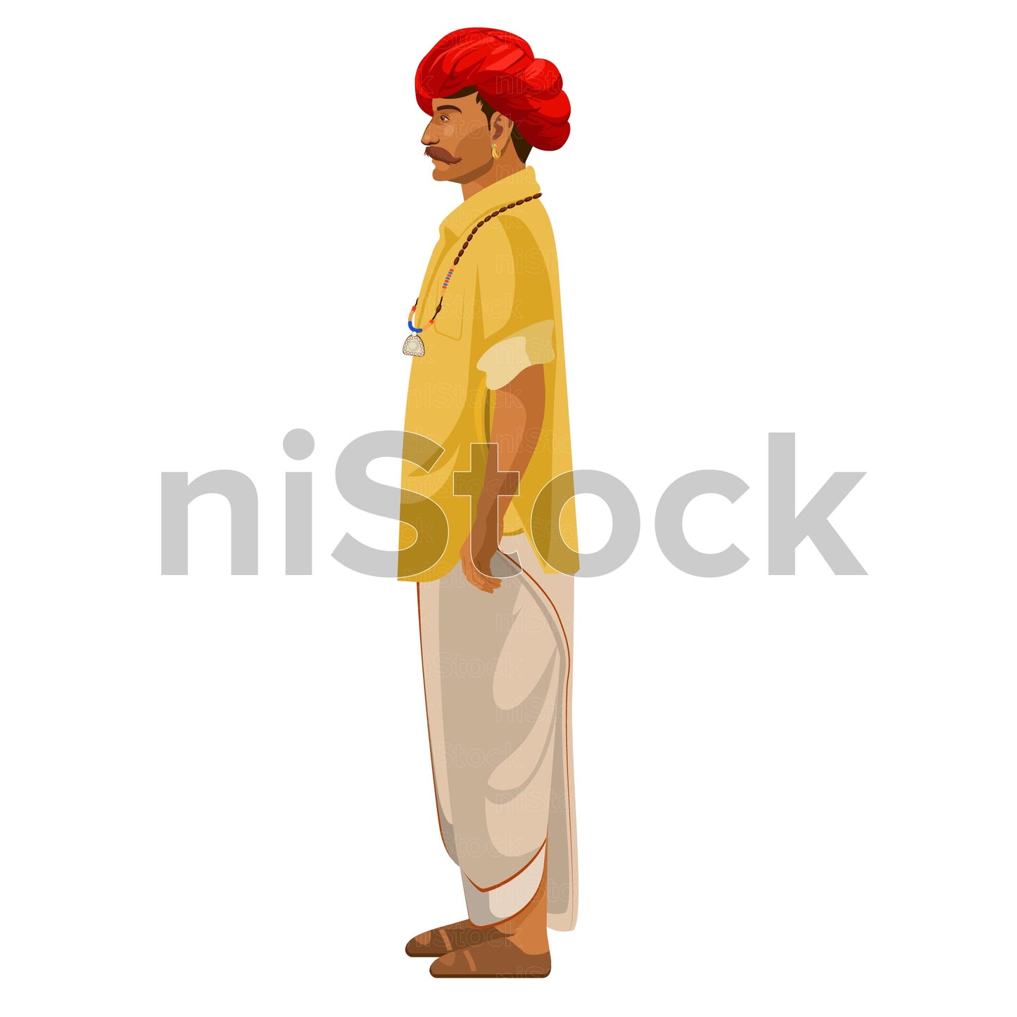 Indian Village Man Character Turnaround Digital Vector Illustration