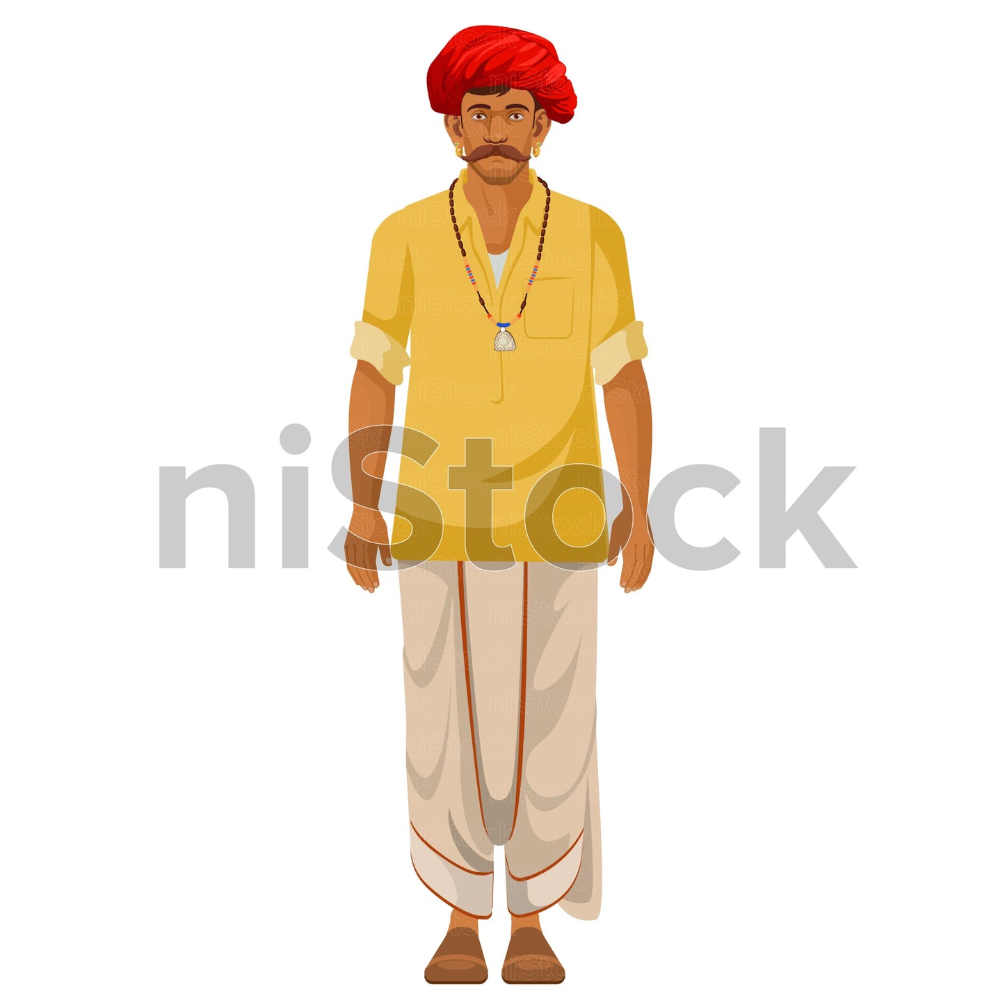 Indian Village Man Character Turnaround Digital Vector Illustration