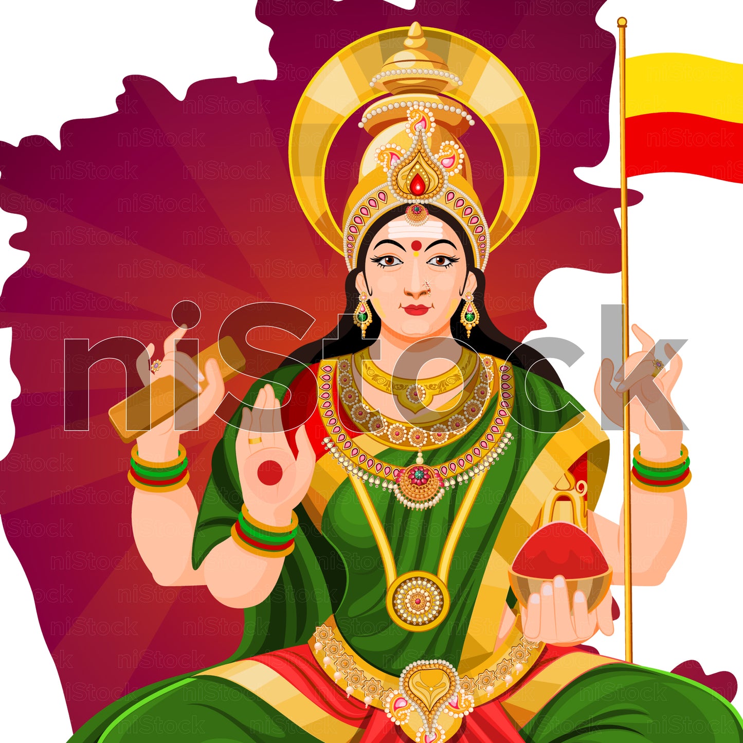 Karnataka Rajyotsava, Bhuvaneshwari, Digital Vector Illustration