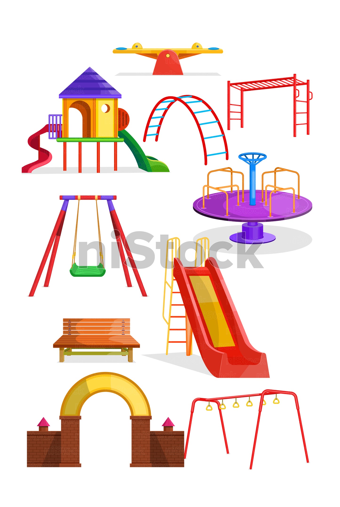 Playground Equipments Digital Vector Illustration Pack