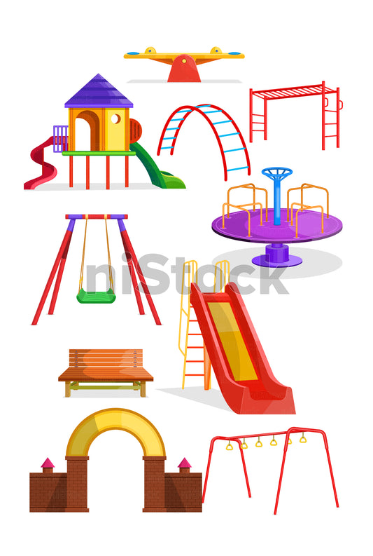 Playground Equipments Digital Vector Illustration Pack
