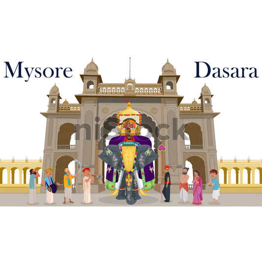 Mysore Dasara Festival Elephant, Digital Vector Illustration